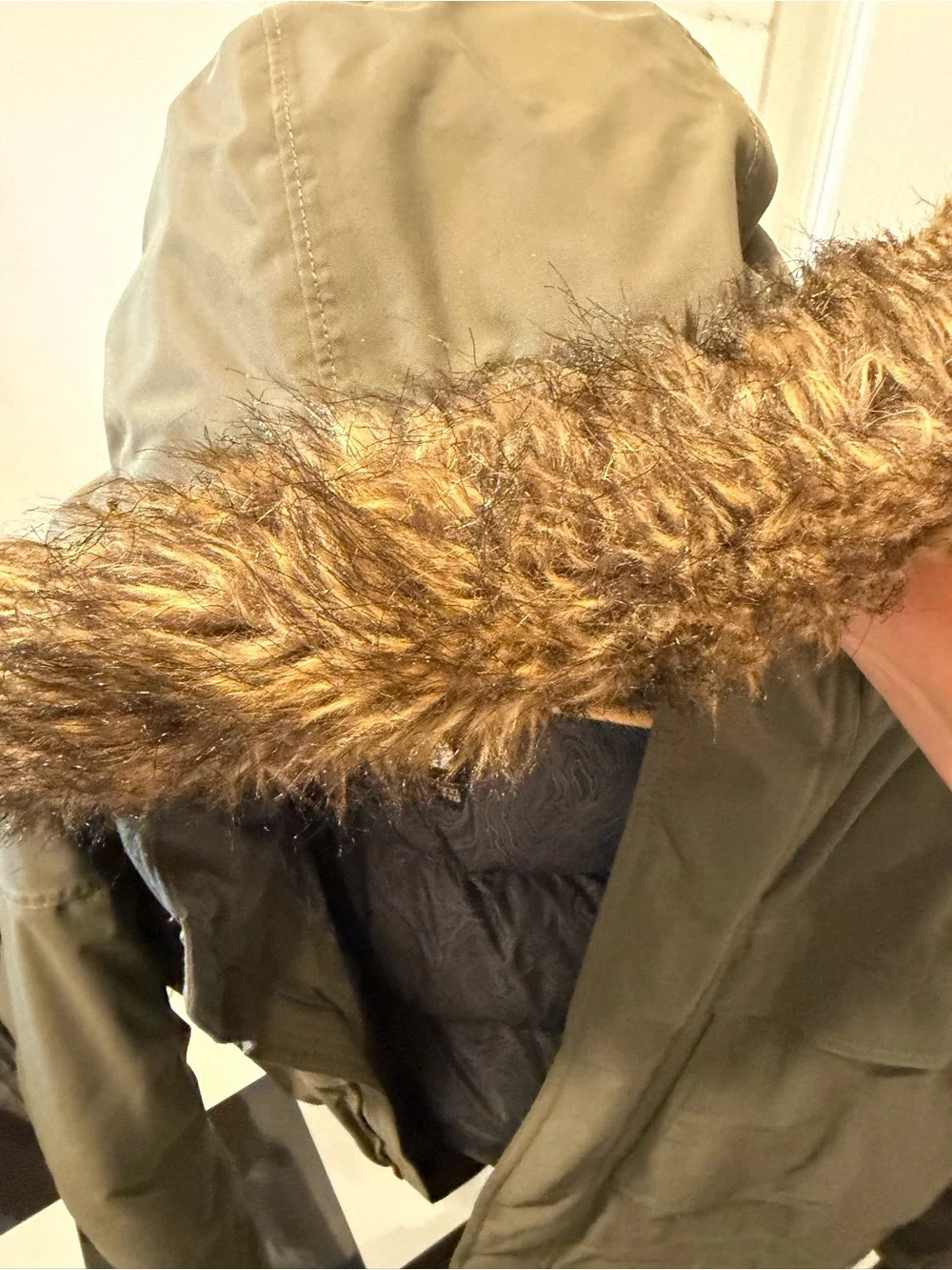 The North Face Men's Olive Green Insulated Parka with Faux-Fur Hood